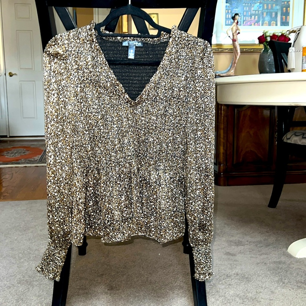 Aqua Bloomingdales Exclusive Brand Peplum V Neck Blouse Size XS